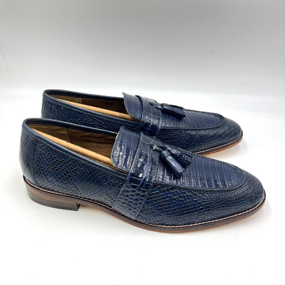 Stacy Adams Mens Size 9 Pacetti Snake Croc Blue Leather‎ Tassel Loafers Shoes